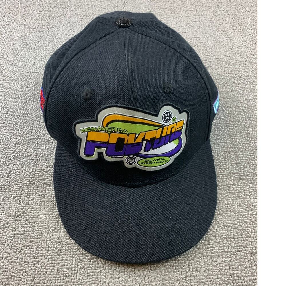 Fortune‎ Men's Size 7 3/8  Streetwear Fortune Fitted Hat Black Graphic Cap